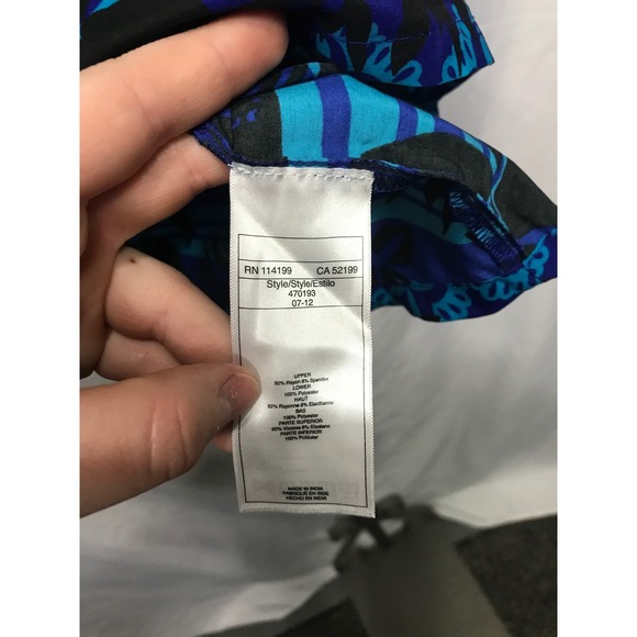 Roxy Womens S Black Strapless Tube Dress Blue Tropical Palm Print - Picture 4 of 5